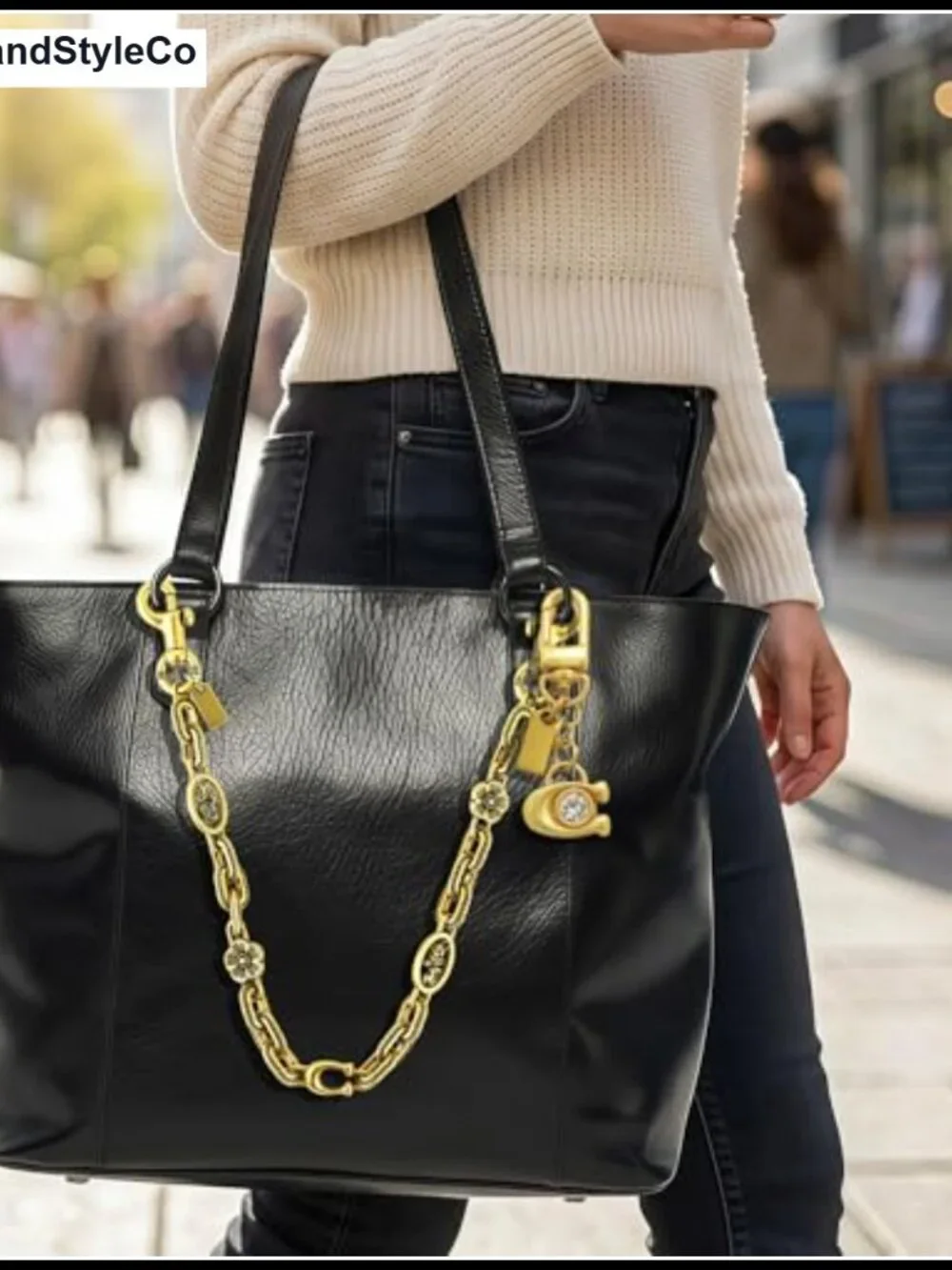 Vintage Gold Bag Chain Charm Set with 3D C Purse Charm